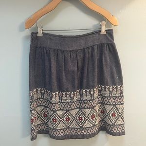 Lucky Brand Mexican Embroidered Denim Skirt, Size XS